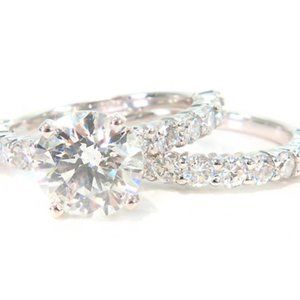 Platinum Prong 3.70 ct Diamond Engagement Ring Set